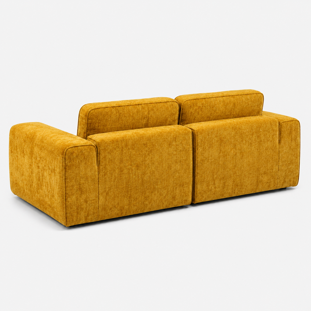 Canapé modulaire velours chenille jaune 2 places