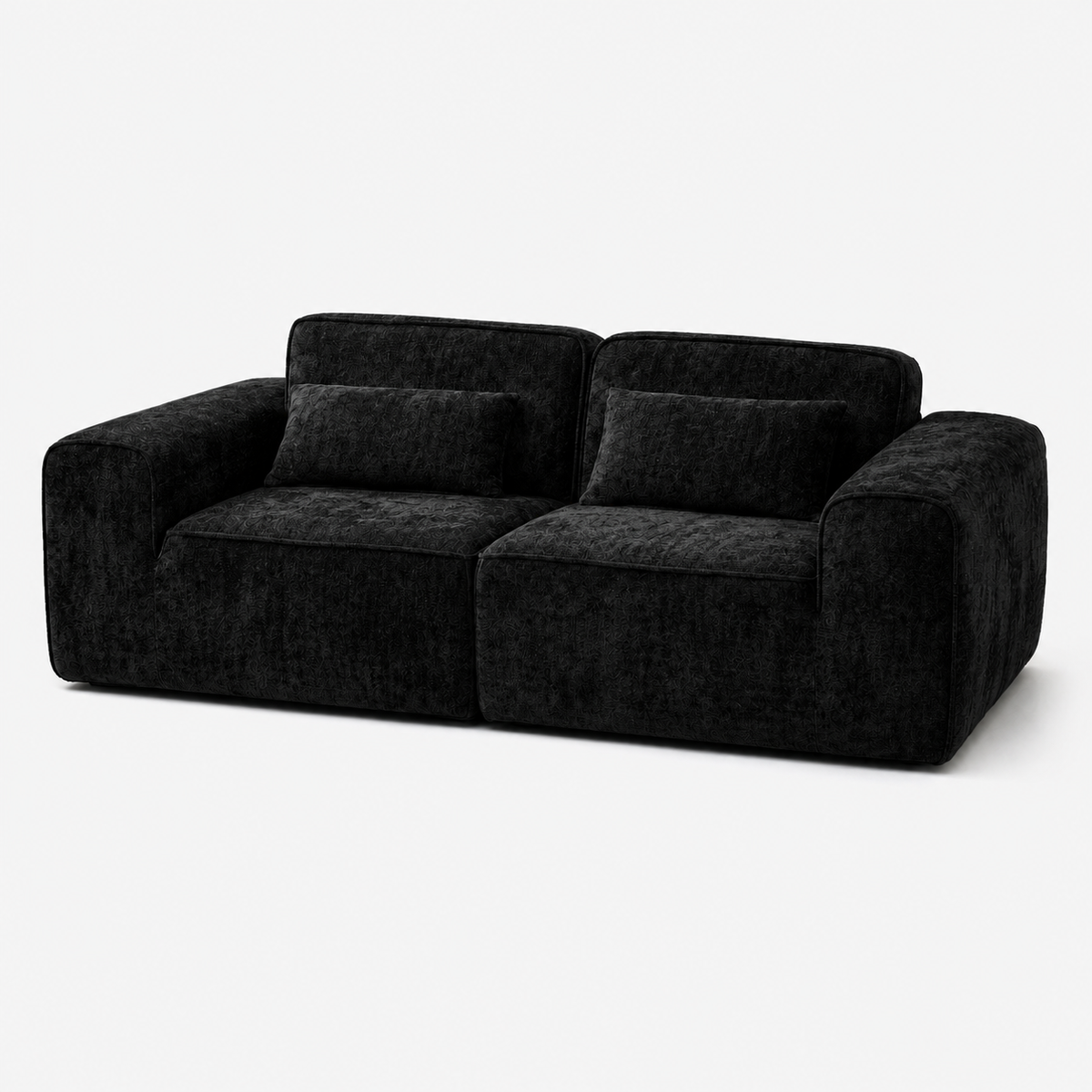 Canapé modulaire velours chenille noir 2 places