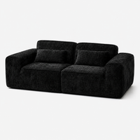 Canapé modulaire velours chenille noir 2 places