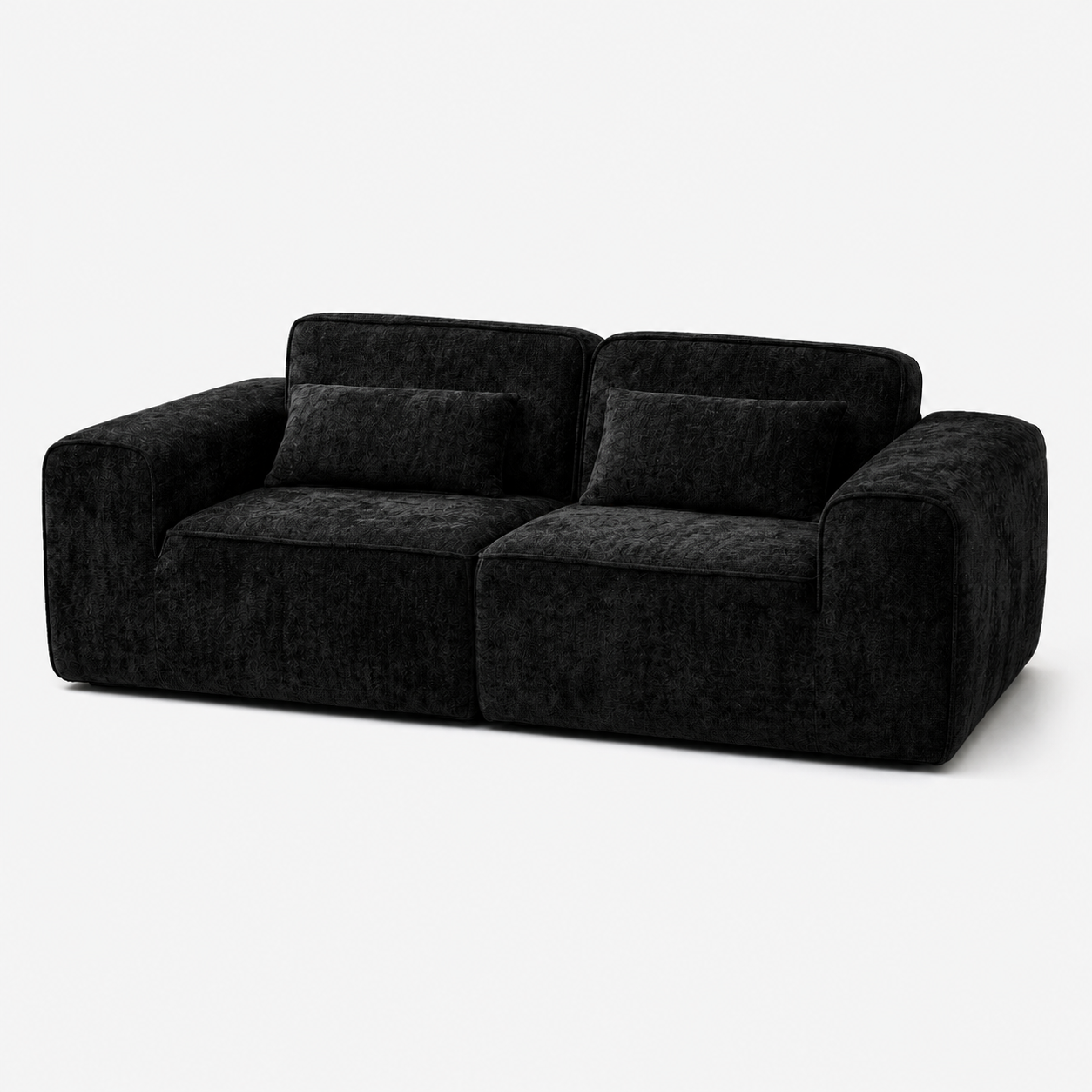 Canapé modulaire velours chenille noir 2 places