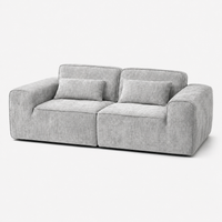 Canapé modulaire velours chenille gris clair 2 places