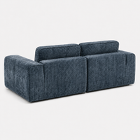 Canapé modulaire velours chenille bleu gris 2 places