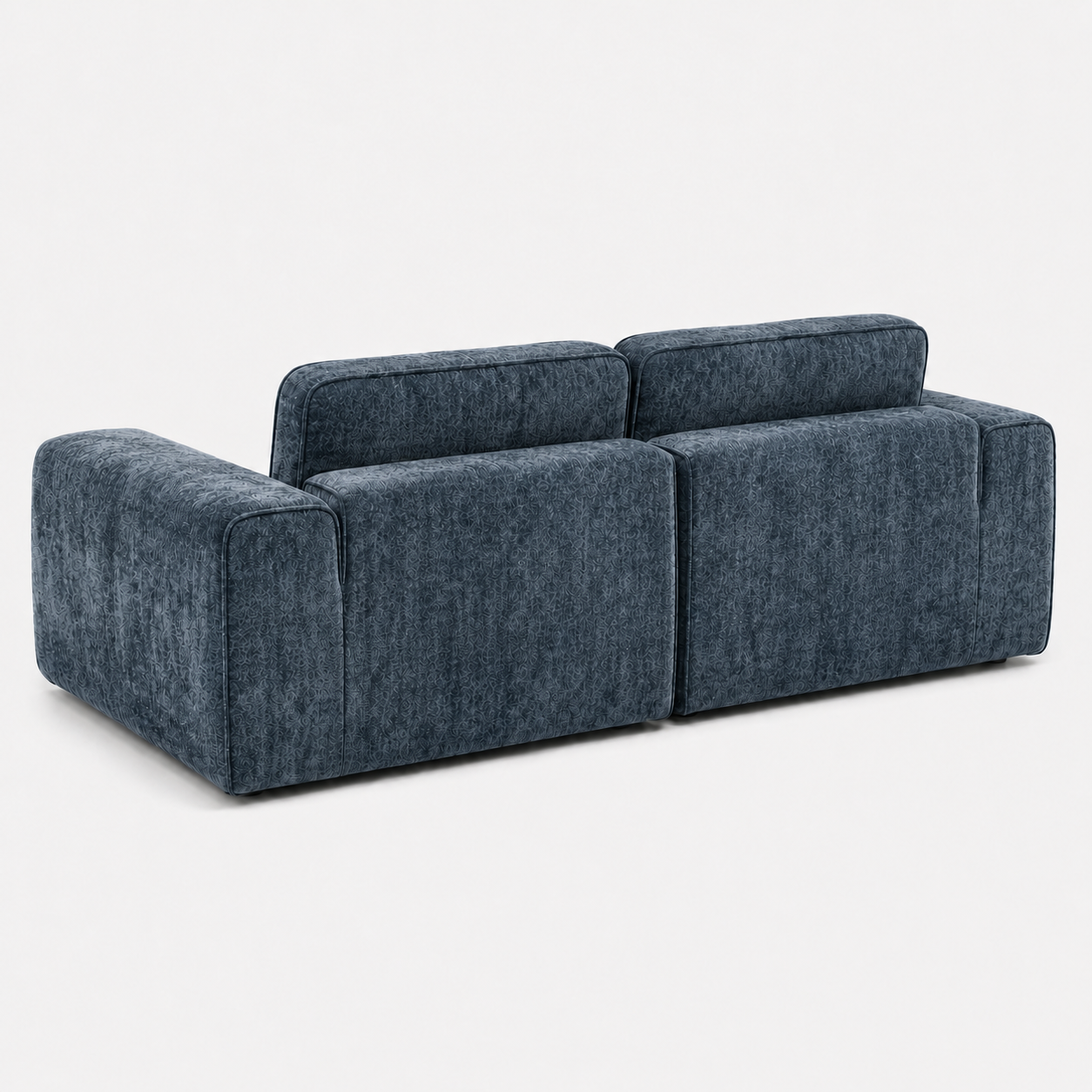 Canapé modulaire velours chenille bleu gris 2 places
