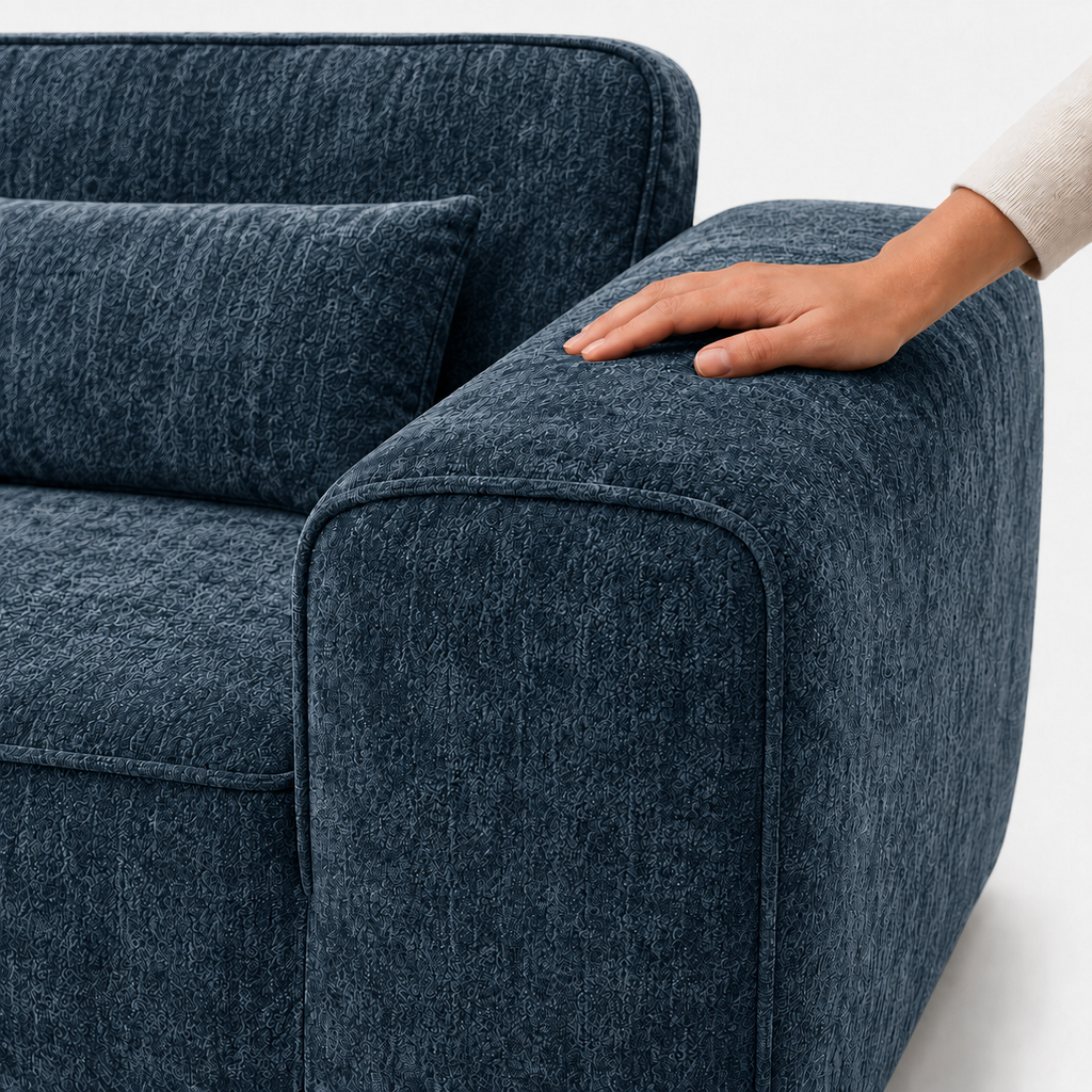 Canapé modulaire velours chenille bleu gris 2 places