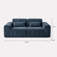 Canapé modulaire velours chenille bleu gris 2 places