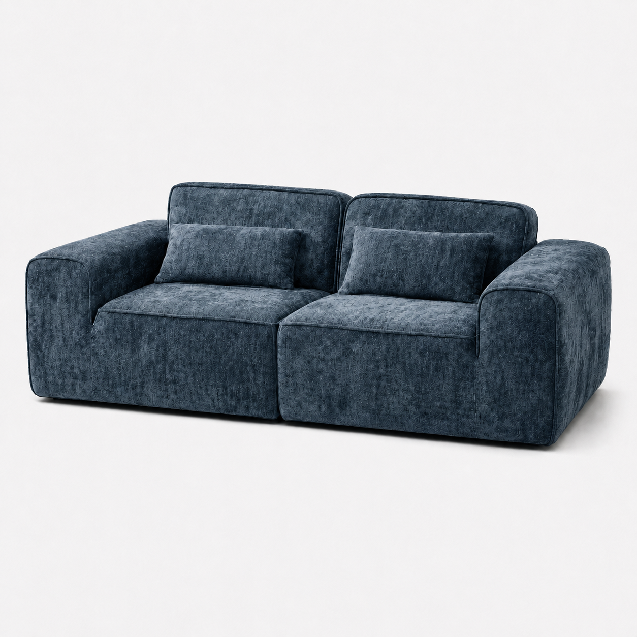 Canapé modulaire velours chenille bleu gris 2 places