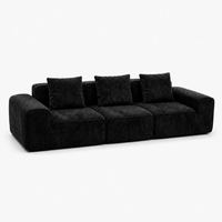 Canapé modulaire velours chenille noir 3 places