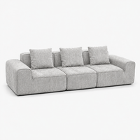 Canapé modulaire velours chenille gris clair 3 places