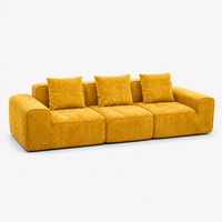 Canapé modulaire velours chenille jaune 3 places