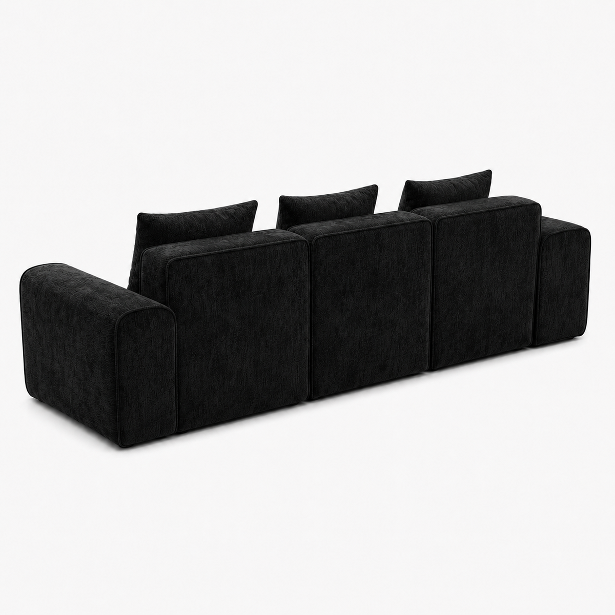 Canapé modulaire velours chenille noir 3 places