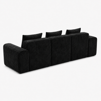 Canapé modulaire velours chenille noir 3 places