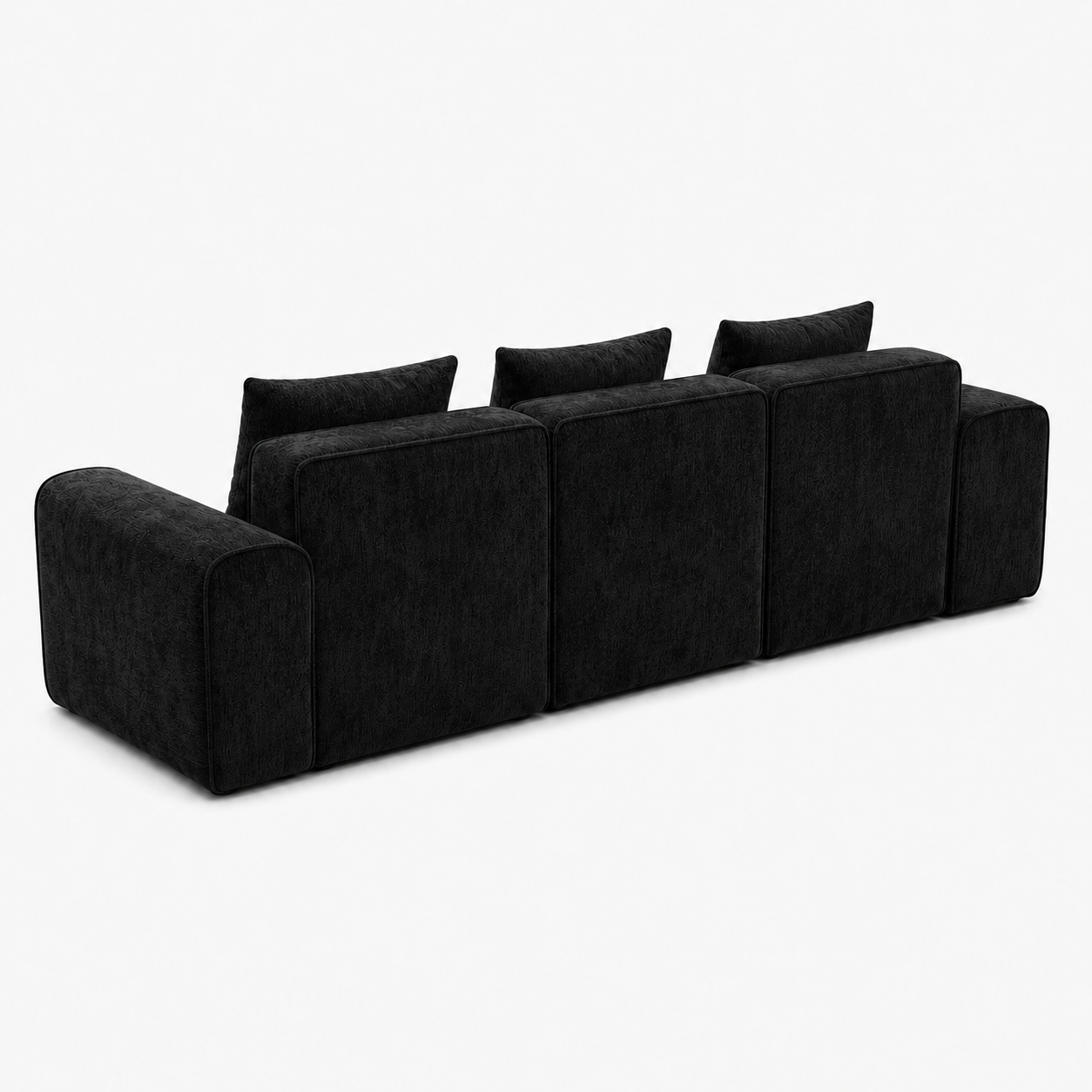 Canapé modulaire velours chenille noir 3 places