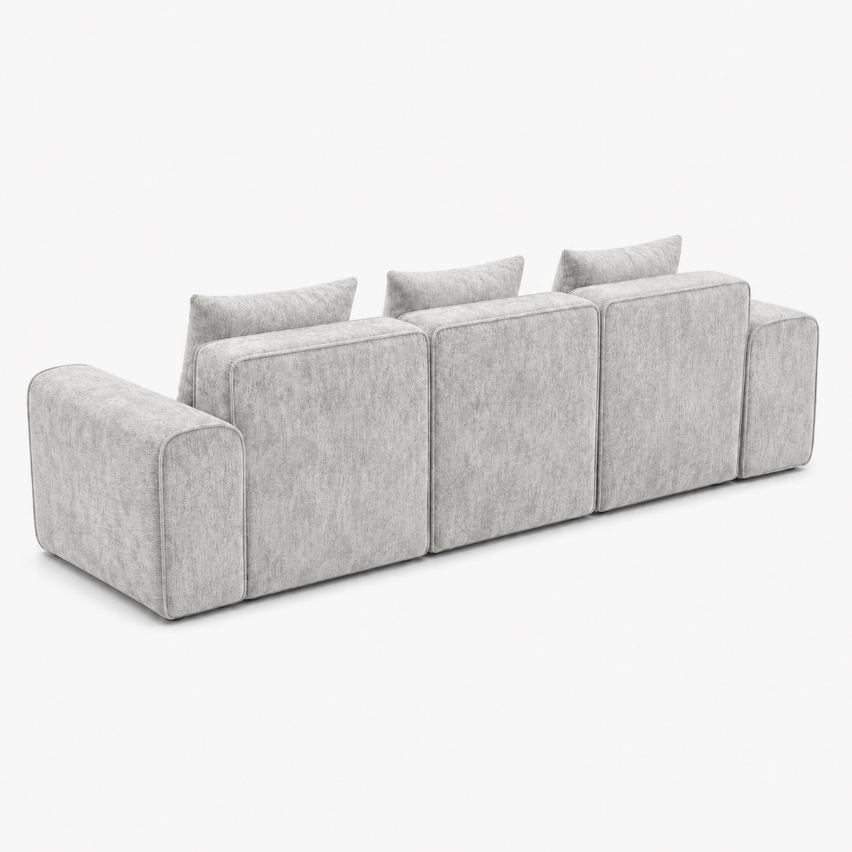 Canapé modulaire velours chenille gris clair 3 places