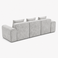Canapé modulaire velours chenille gris clair 3 places
