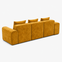 Canapé modulaire velours chenille jaune 3 places
