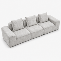 Canapé modulaire velours chenille gris clair 3 places