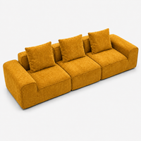 Canapé modulaire velours chenille jaune 3 places