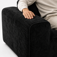 Canapé modulaire velours chenille noir 3 places
