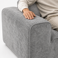 Canapé modulaire velours chenille gris clair 3 places