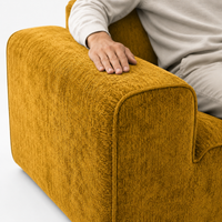 Canapé modulaire velours chenille jaune 3 places