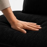 Canapé modulaire velours chenille noir 3 places