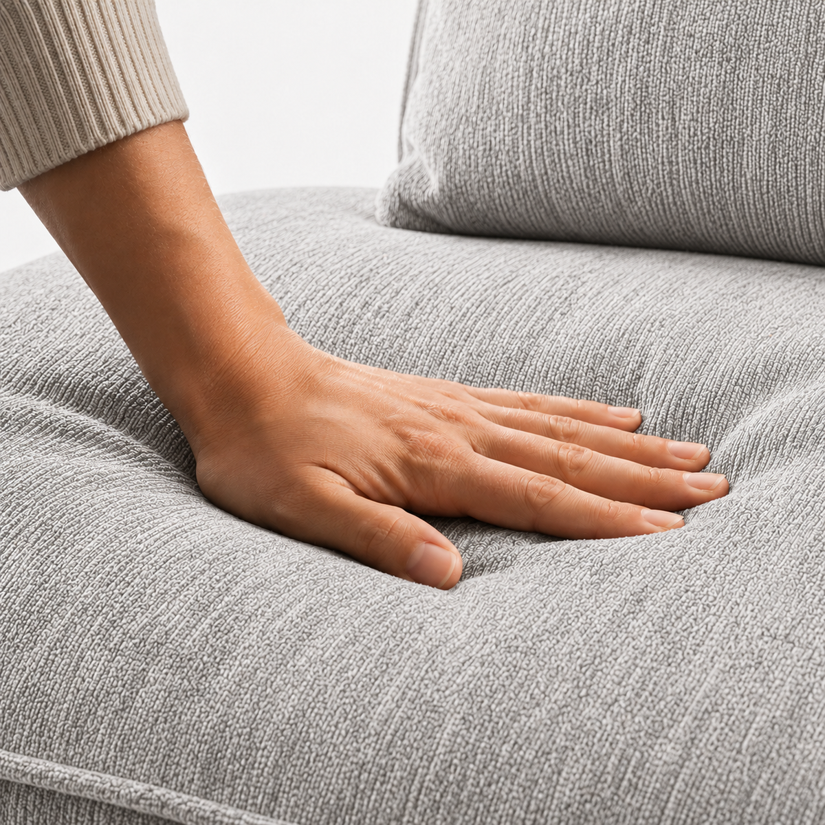 Canapé modulaire velours chenille gris clair 3 places