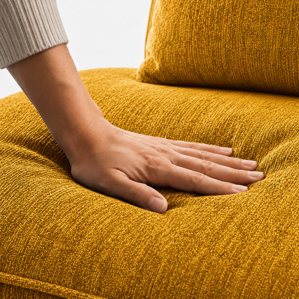 Canapé modulaire velours chenille jaune 3 places