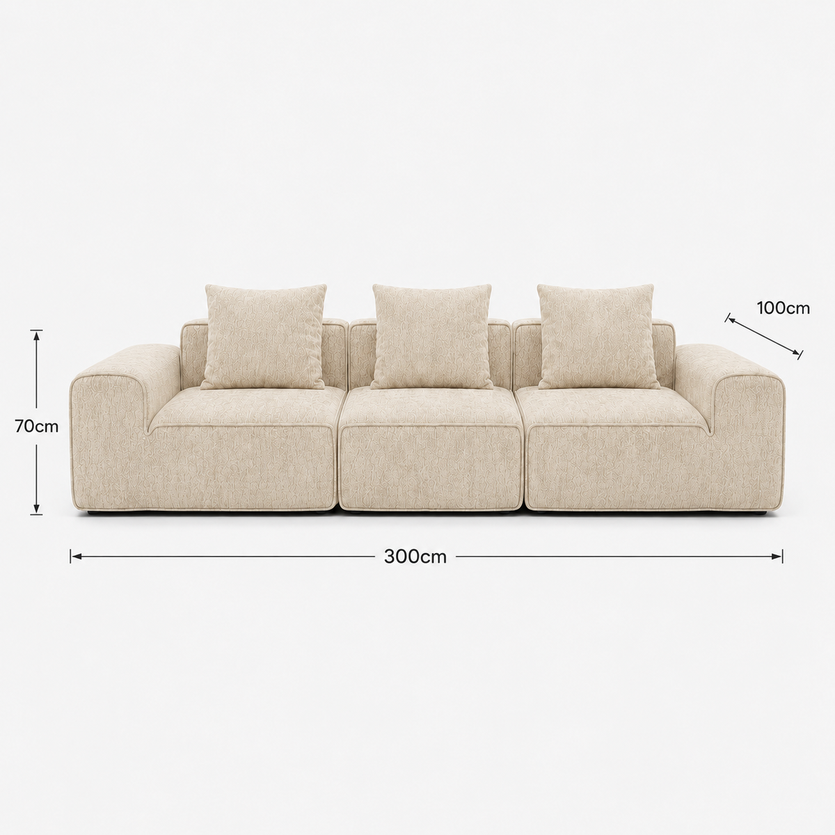 Canapé modulaire velours crème 3 places