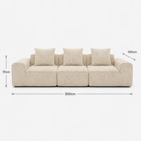 Canapé modulaire velours crème 3 places
