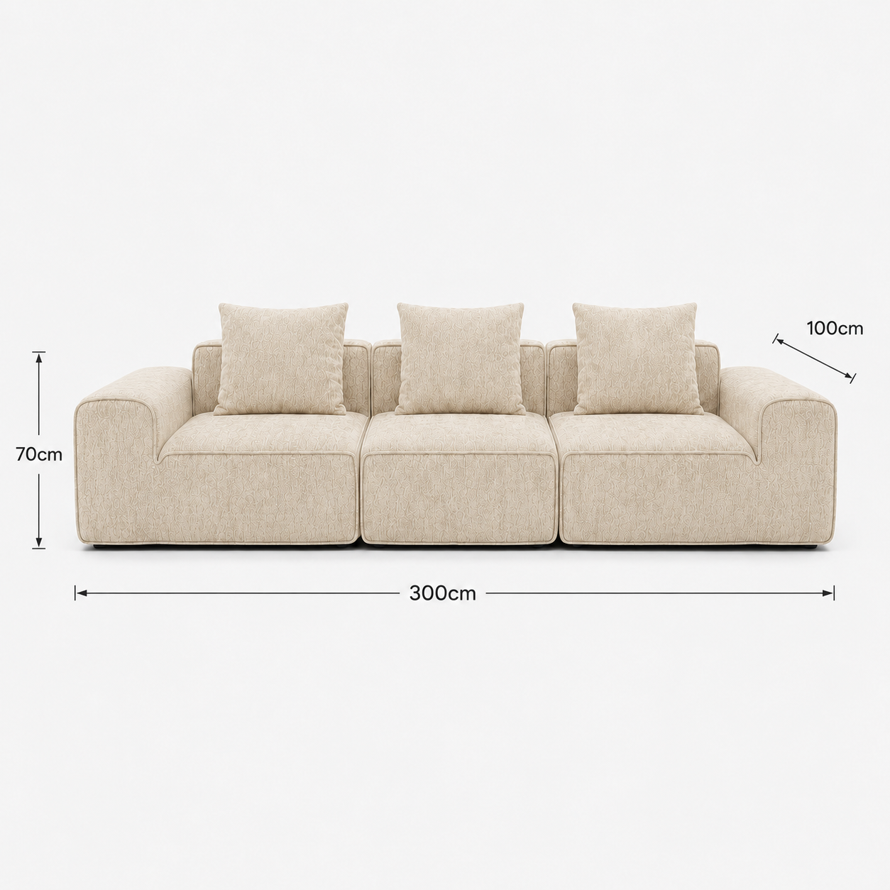 Canapé modulaire velours crème 3 places