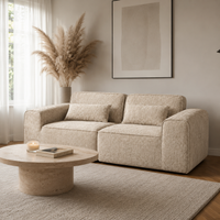 Canapé modulaire velours chenille crème 2 places