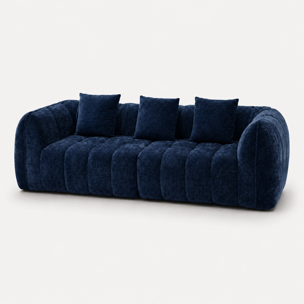 Canapé 3 places bubble en velours chenille bleu marine