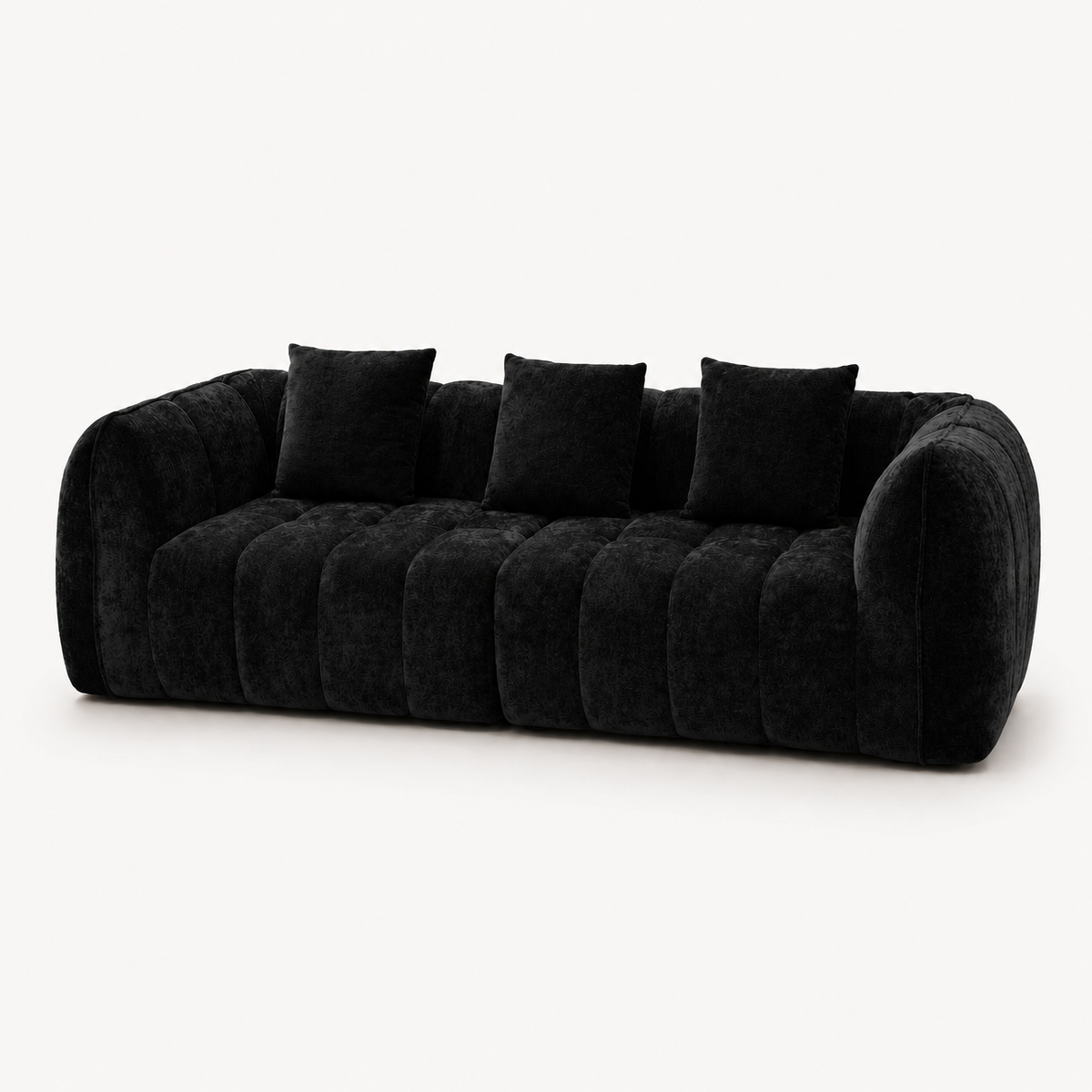 Canapé 3 places bubble en velours chenille noir