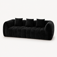 Canapé 3 places bubble en velours chenille noir
