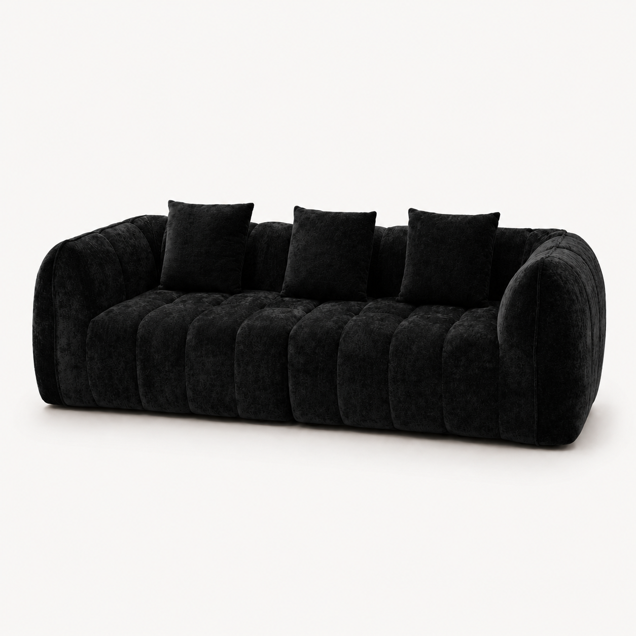 Canapé 3 places bubble en velours chenille noir