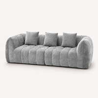 Canapé 3 places bubble en velours chenille gris clair