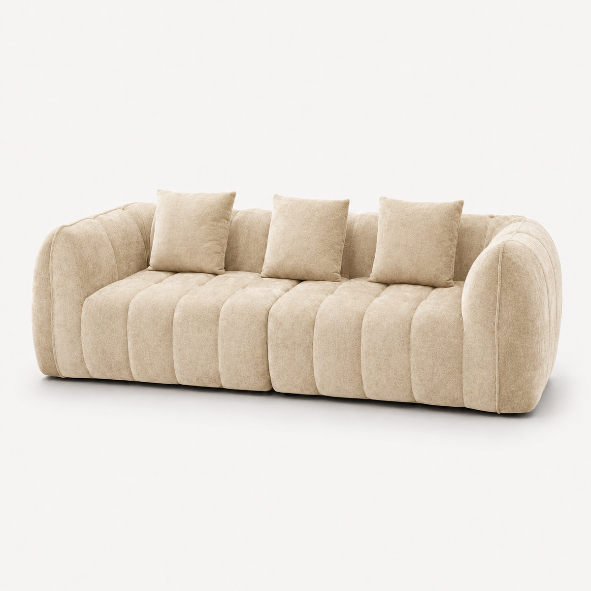 Canapé 3 places bubble en velours chenille beige