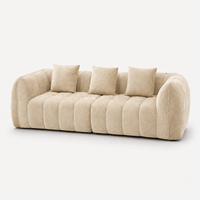 Canapé 3 places bubble en velours chenille beige