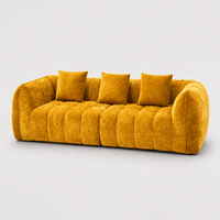 Canapé 3 places bubble en velours chenille jaune