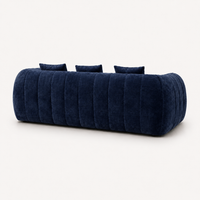 Canapé 3 places bubble en velours chenille bleu marine