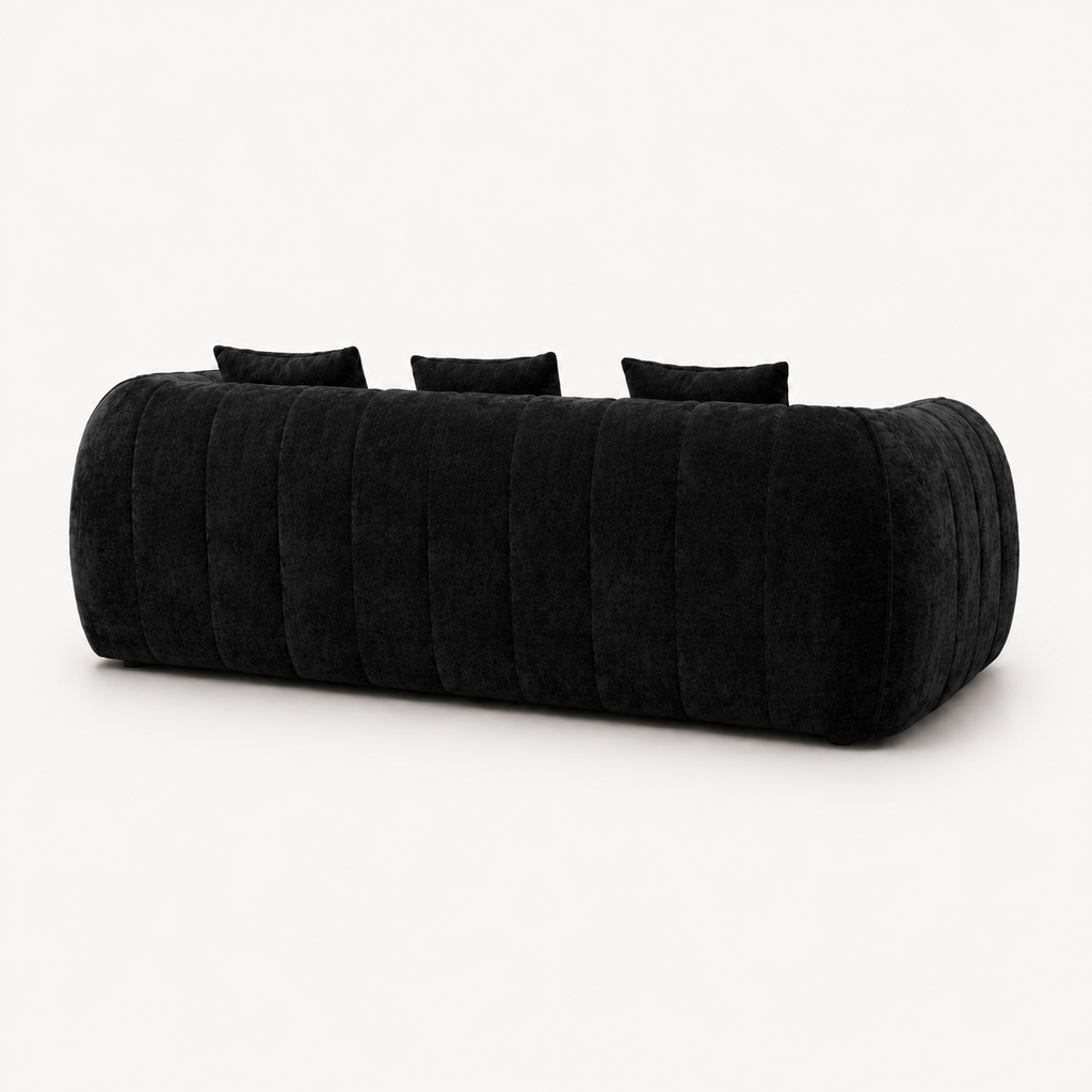 Canapé 3 places bubble en velours chenille noir