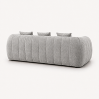 Canapé 3 places bubble en velours chenille gris clair