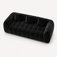 Canapé 3 places bubble en velours chenille noir