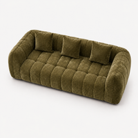 Canapé 3 places bubble en velours chenille vert kaki