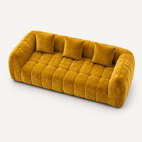 Canapé 3 places bubble en velours chenille jaune