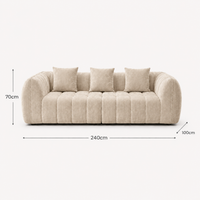 Canapé 3 places bubble en velours chenille beige