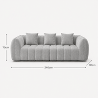 Canapé 3 places bubble en velours chenille gris clair