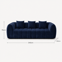 Canapé 3 places bubble en velours chenille bleu marine