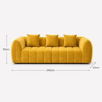 Canapé 3 places bubble en velours chenille jaune