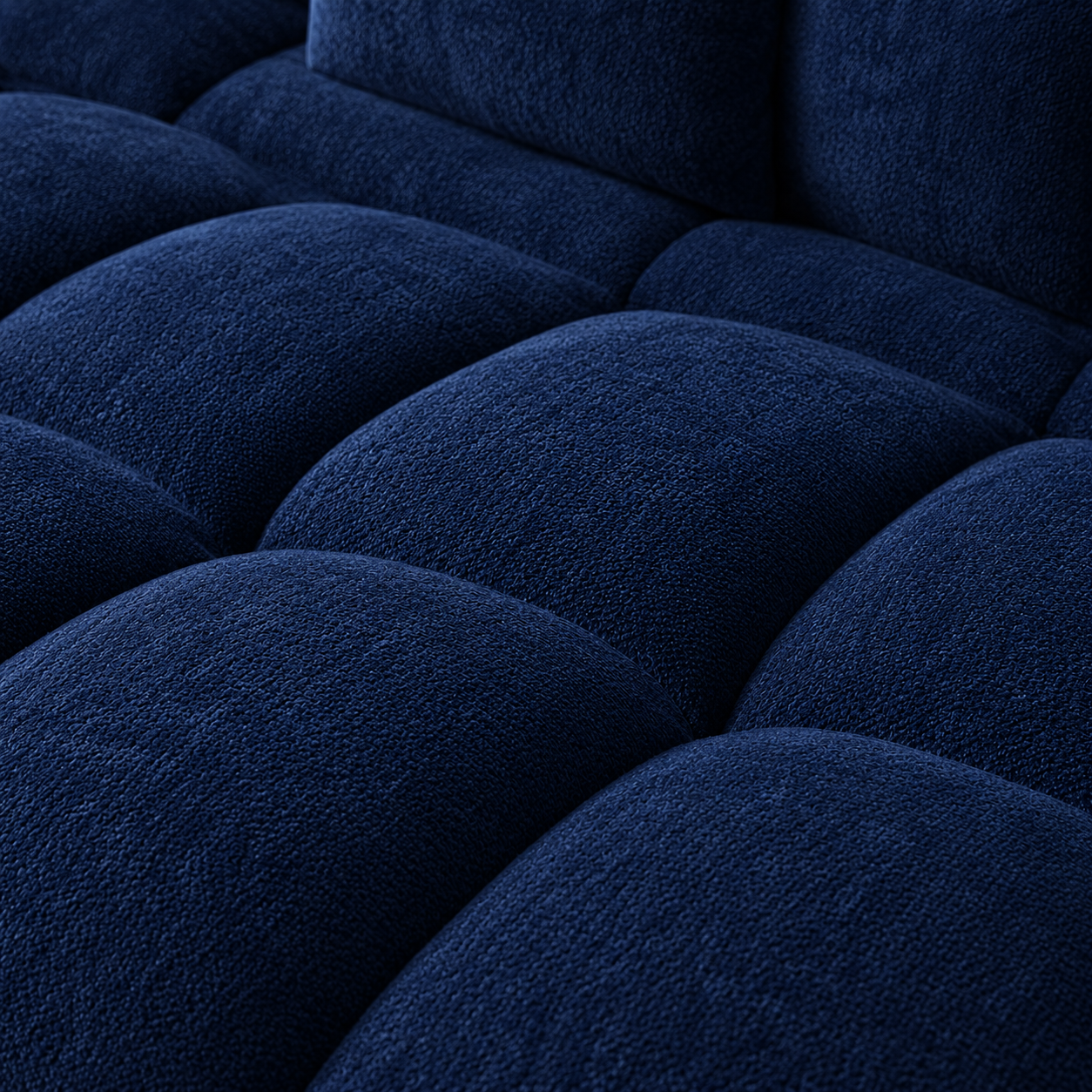 Canapé 3 places bubble en velours chenille bleu marine